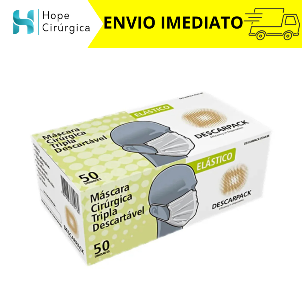 Máscara Descartável Tripla Camada Adulto Branca – Com Elastico