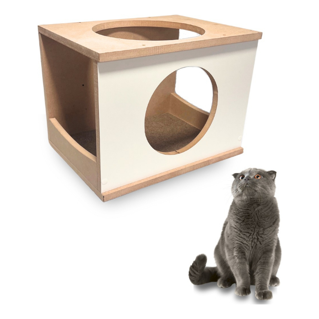 Caminha de Gato Toca REFORÇADO MDF 15MM Com Carpete Antiderrapante Casinha de Gato Suspensa