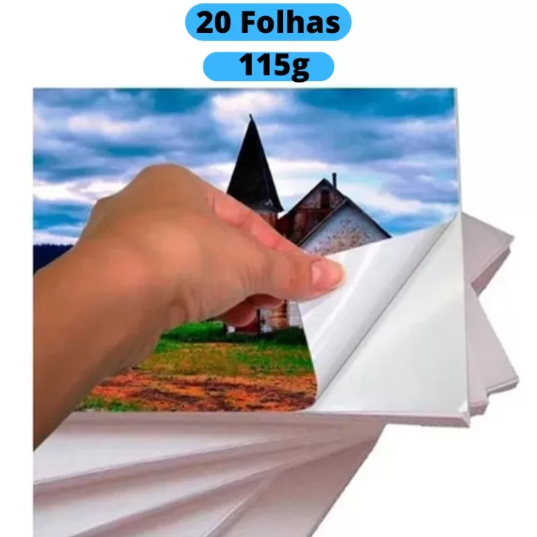 Papel fotografico Glossy ADESIVO 115g COM 20 FOLHA