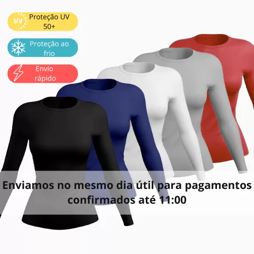 Kit 4 Camisas Térmicas Feminina Proteção Uv 50+