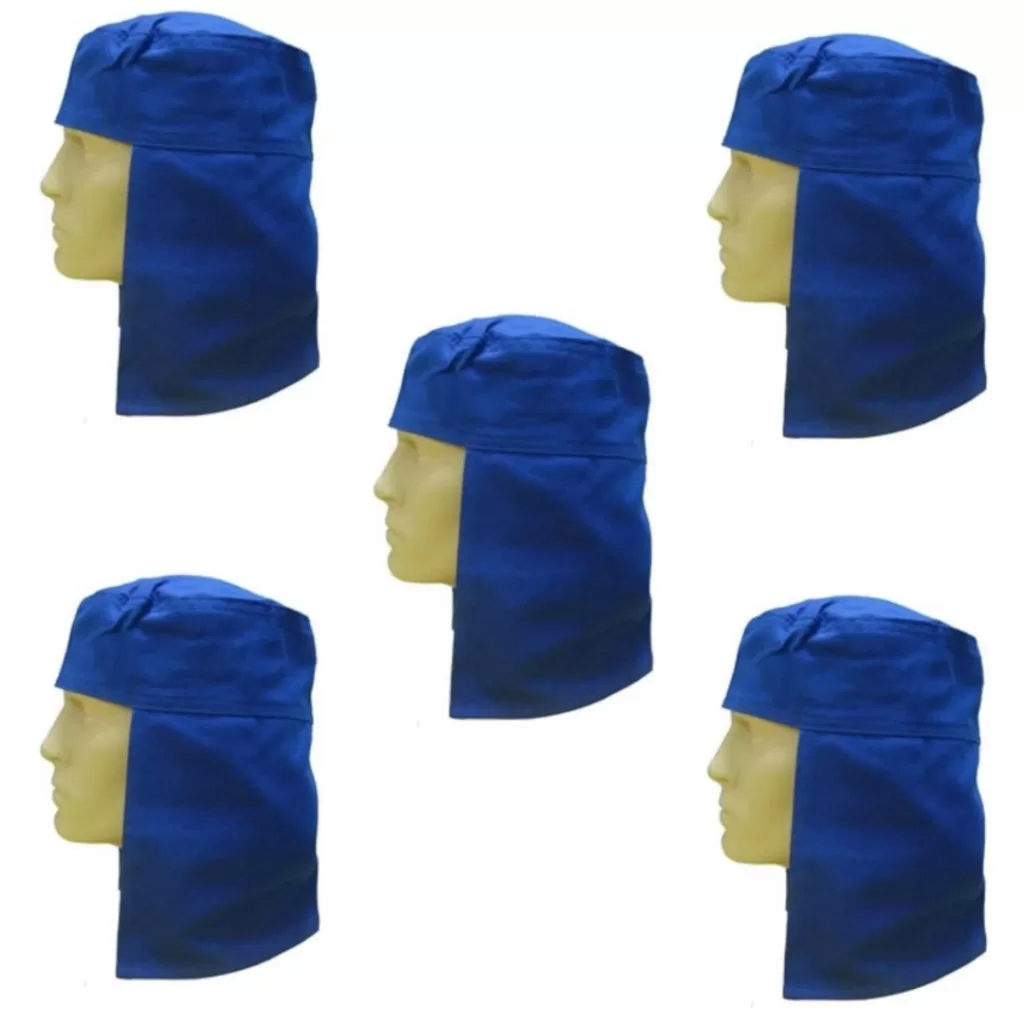 Kit 5 Capuz Touca De Soldador Árabe Brim Azul Royal Proteção Ao Sol Solda Pedreiro Agricultor