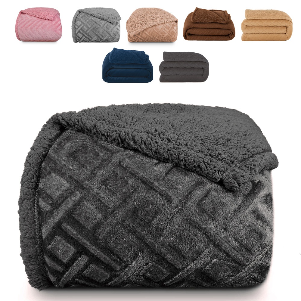Coberdrom Edredom Manta Queen Aveludado com Sherpa Soft Dupla face – BF Colchões