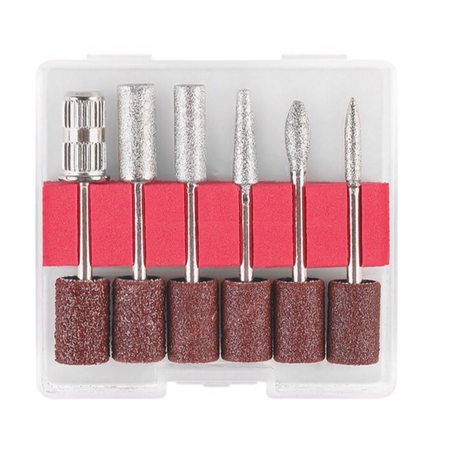 Kit com 6 Brocas Lixa Elétrica Lixadeiras Unhas Manicure Com 6 Refis de Lixas
