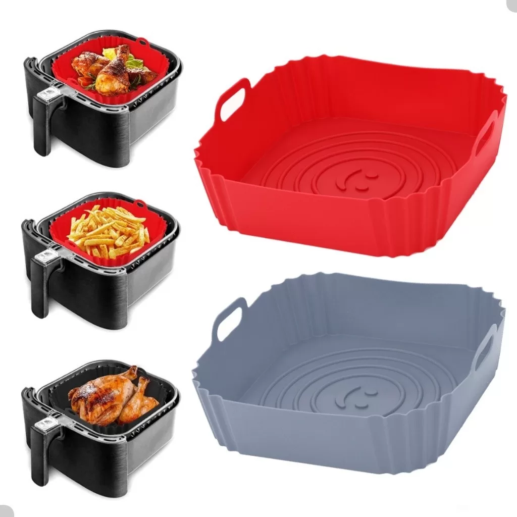 Kit 1/2/3 Formas de Silicone Quadrada 16x16cm Assadeira Air Fryer e Forno Forma para Fritadeira Elét