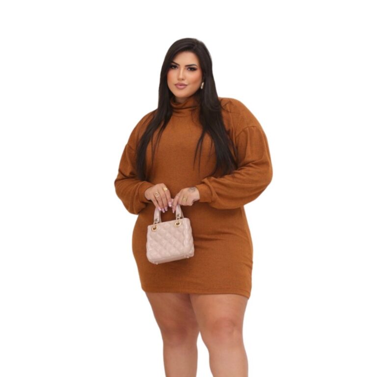 Vestido Manga longa Poncho Plus Size Em Lanzinha Q