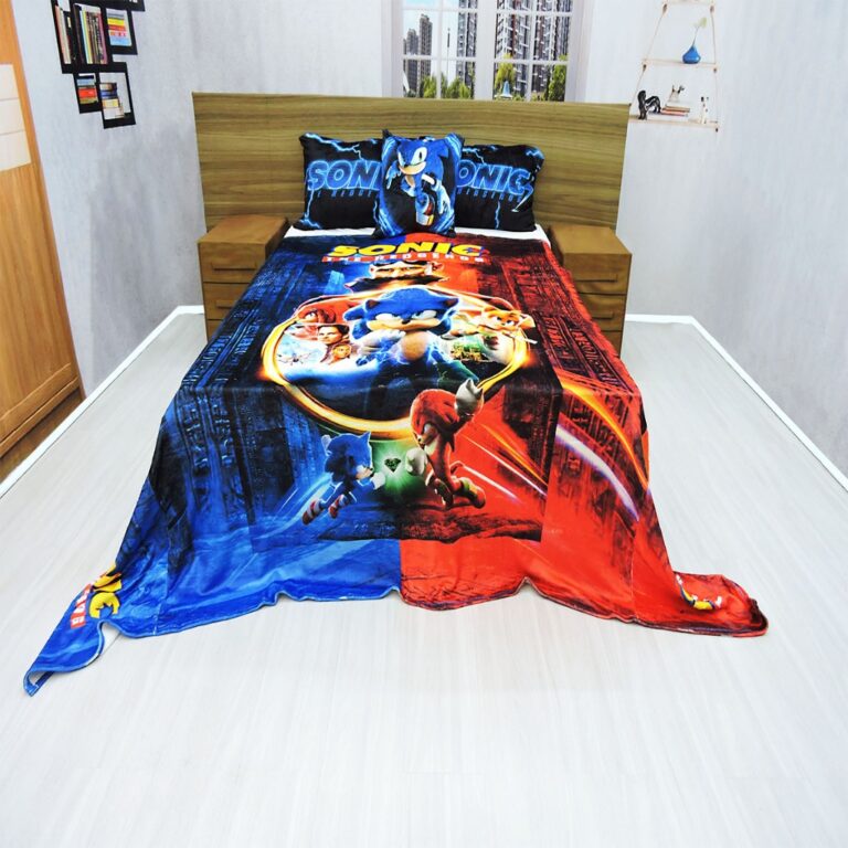 Manta Casal Com Fronha E Almofada Sonic, Cobertor 