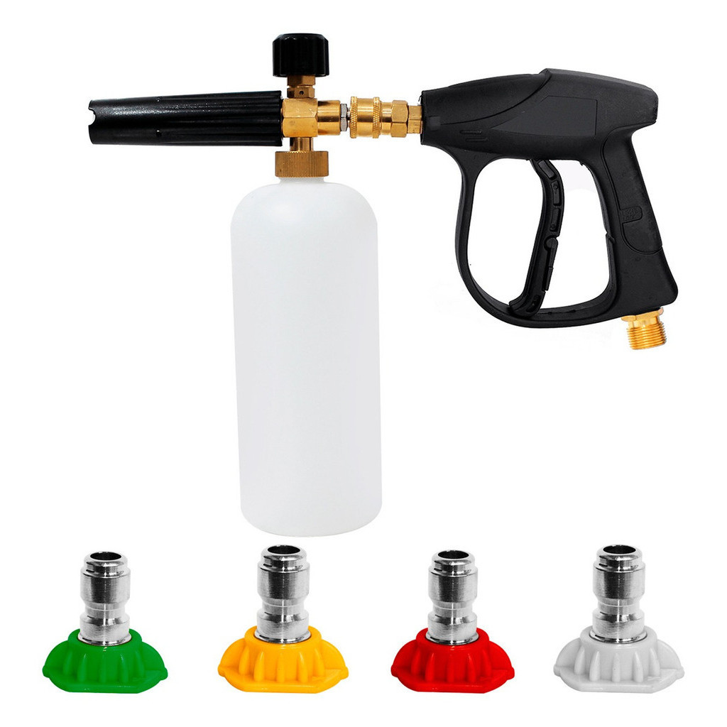 Kit Canhão de Espuma com Gatilho + 4 Bicos de Engate Rápido – Limpeza Profunda e Eficiente para Veíc