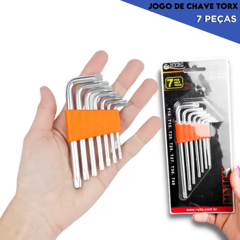 Chave Torx De Aço G – C/ 7 Peças Ergonômi