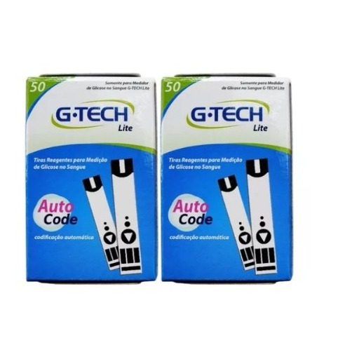 Kit 100 Tiras Reagentes G-Tech lite 1 (2 Frasco C/
