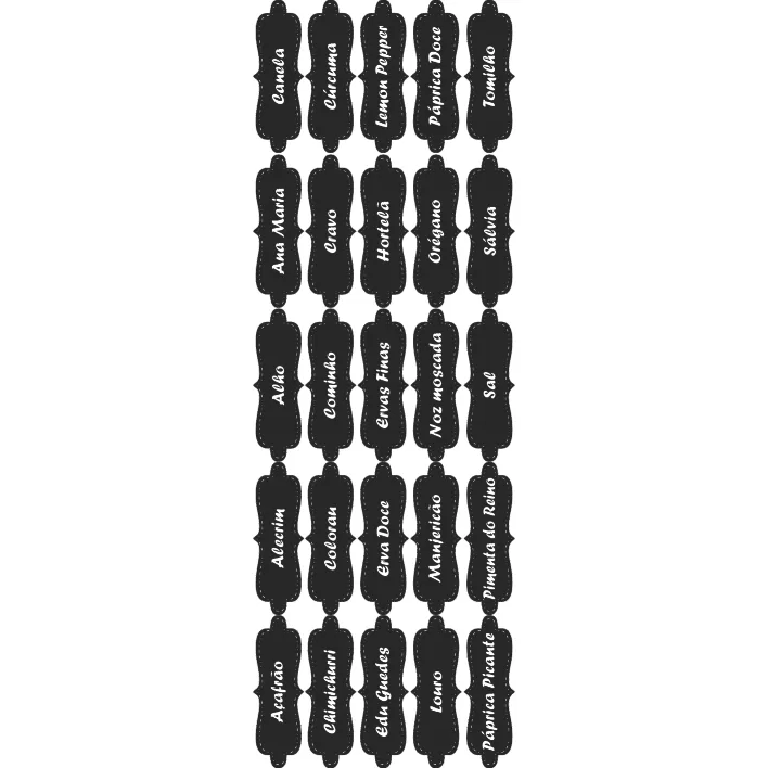 CARTELA TEMPERO 25 ETIQUETAS ADESIVO AUTO COLANTE 