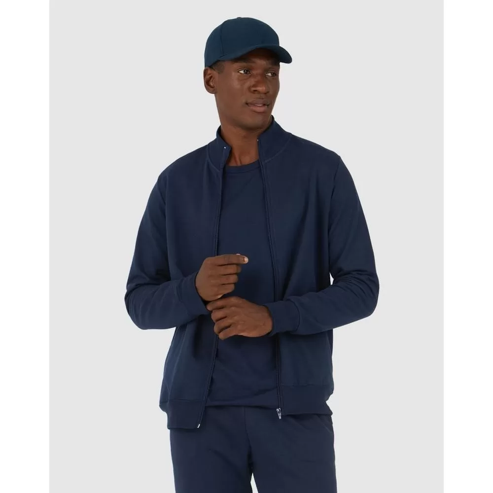 Jaqueta Básica Masculina Gola Alta Em Moletom Flanelado