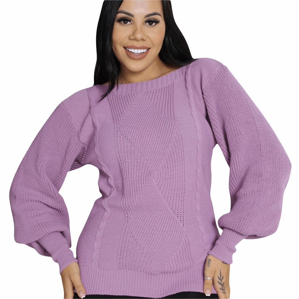 Tricot Blusa De Frio Malha Qualidade Manga Longa Bufante
