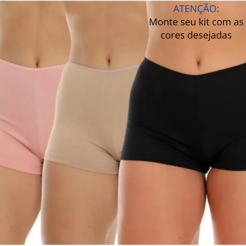 Kit 3 Anágua Short Curto Íntimo Segunda Pele Liso Feminino Short Para Saia e Vestido GJR Modas