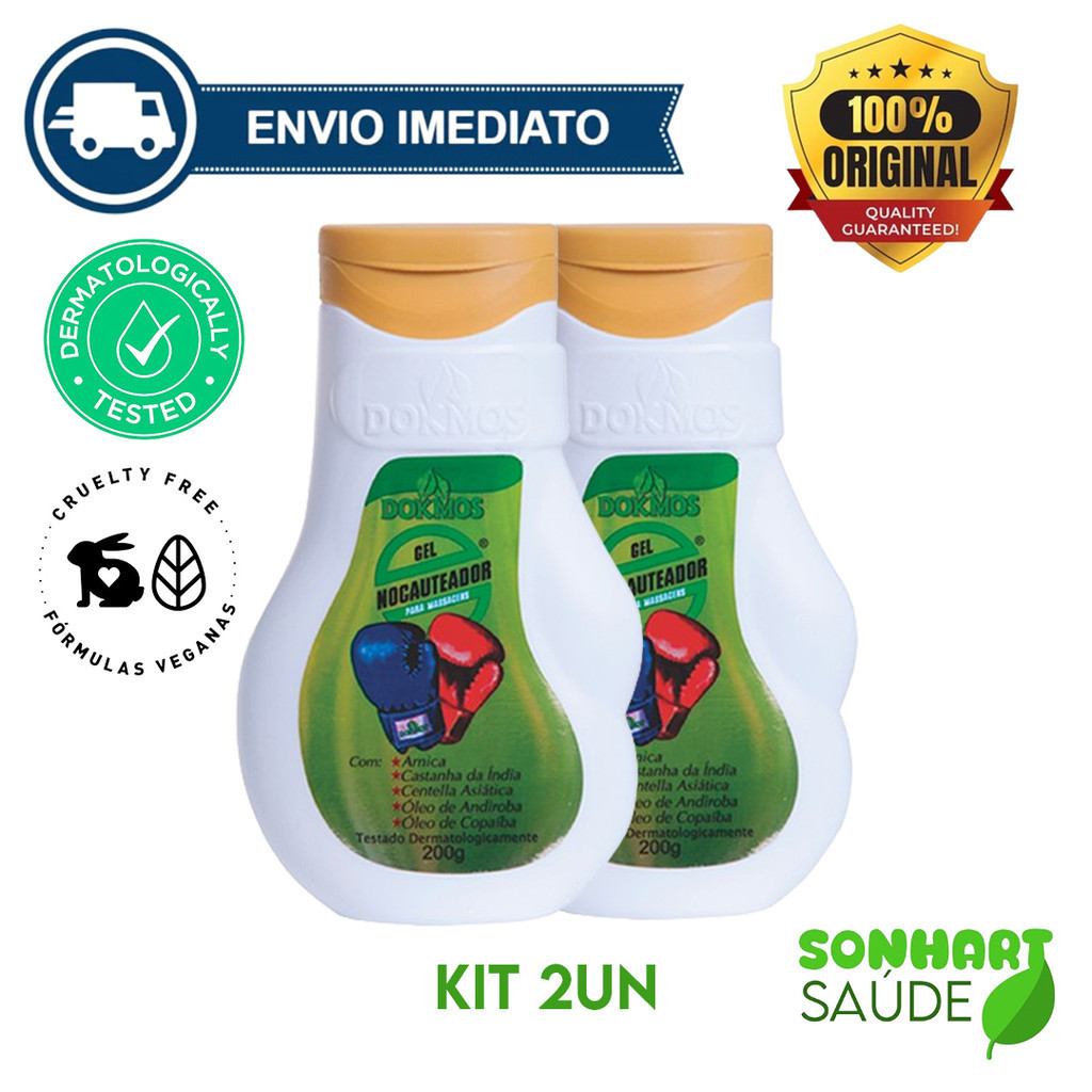 Kit 2 Nocauteador Gel Massageador Dokmos 200g Dores Musculares