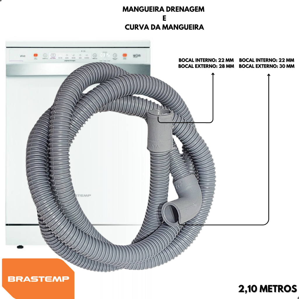 Mangueira Saída De Água Lava Louças  Brastemp  2,10 metros Blf12a, Ble12a