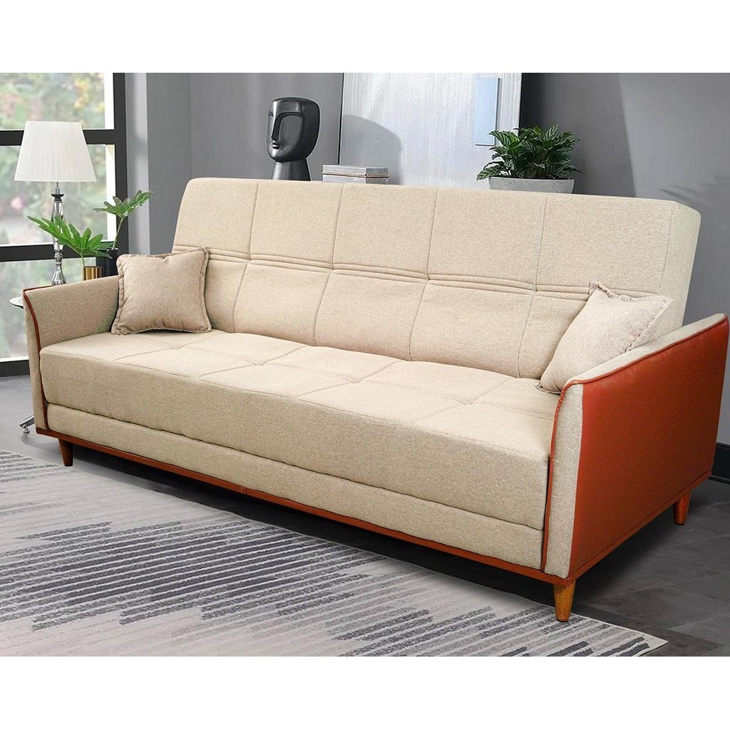 Sofá Cama Sérvia 2,00m Bege Linho Rustico – King House