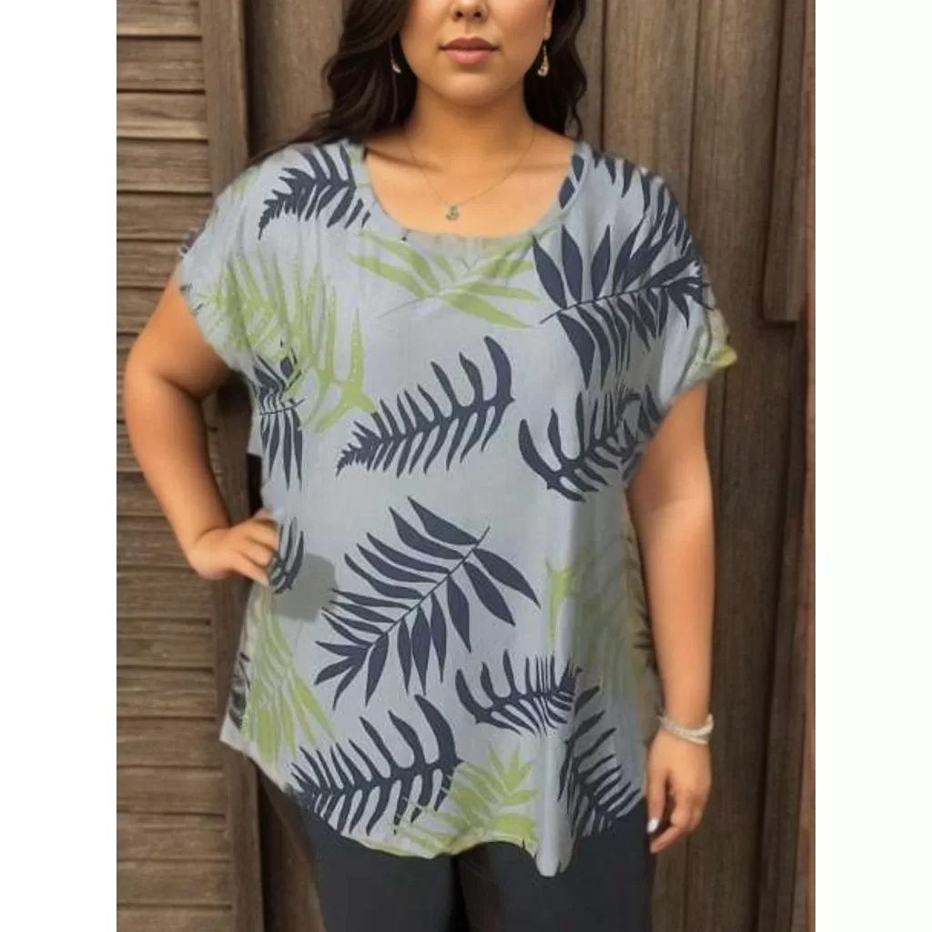 Blusinha manga curta estampada plus size – G1 ao G5 – Plus size de verdade – cor 5