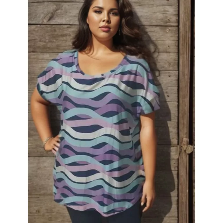 Blusinha manga curta estampada plus size – G