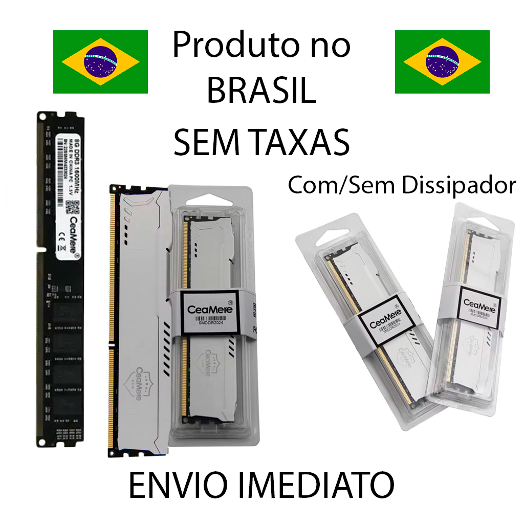 Memória RAM DDR3 L PC 8GB 1600MHz COM/SEM DISSIPADOR PC3-12800 1.35V CeaMere NO BRASIL SEM IMPOSTO