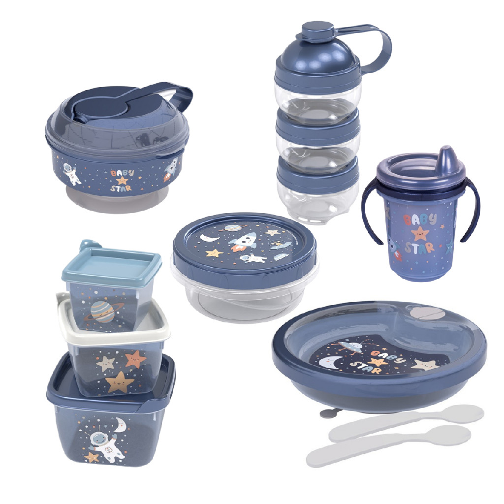 Kit Introdução Alimentar Bebê Alimentação Papinha Prato Caneca Colher 5 peças Infantil