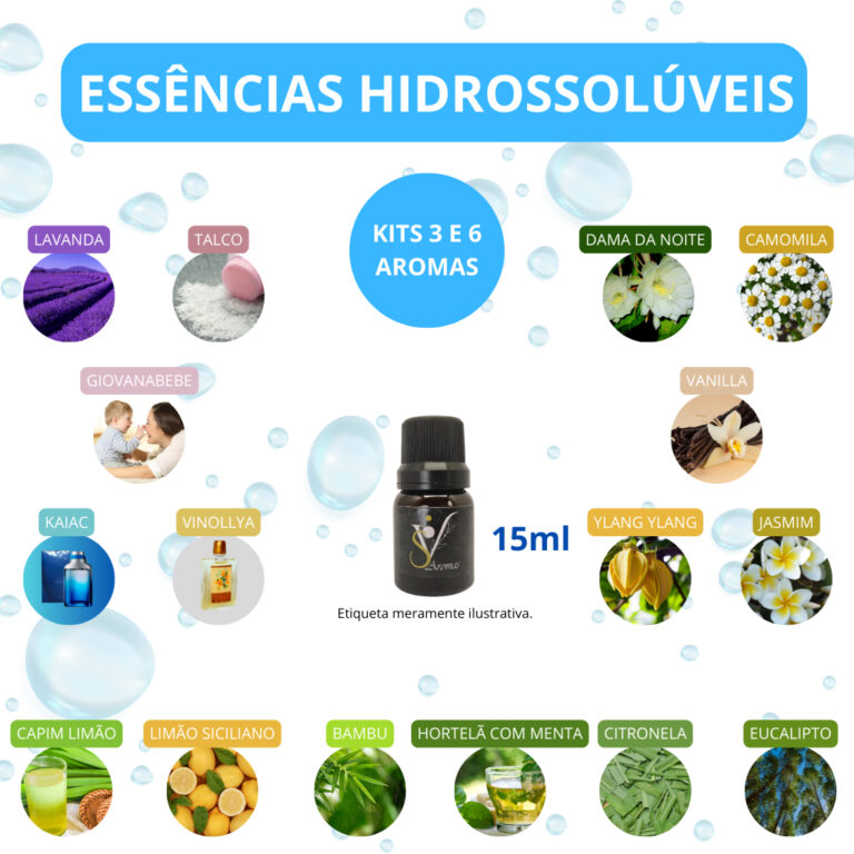Kits 3 e 6 Essências Base de Água Hidrossolúvel