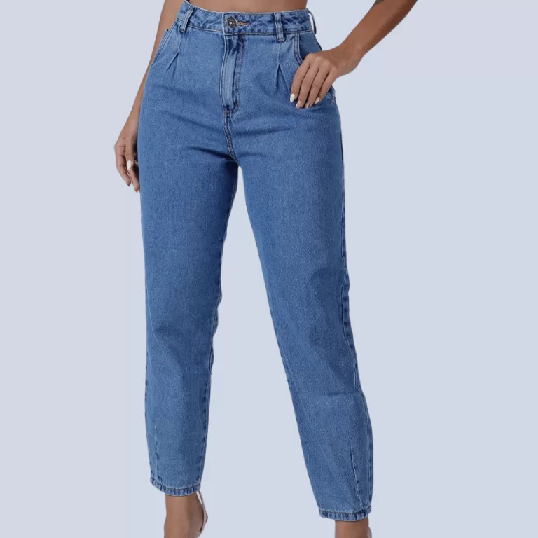 Calça Jeans Feminina Baggy Boyfriend Cintura Alta