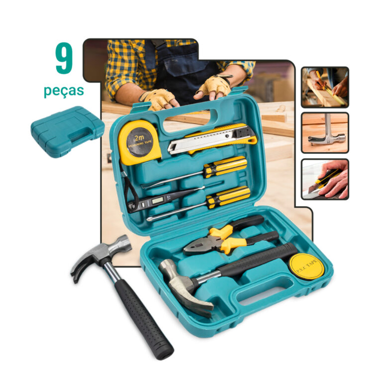 Kit Maleta Estojo Ferramentas 9 Peças Martelo Ali