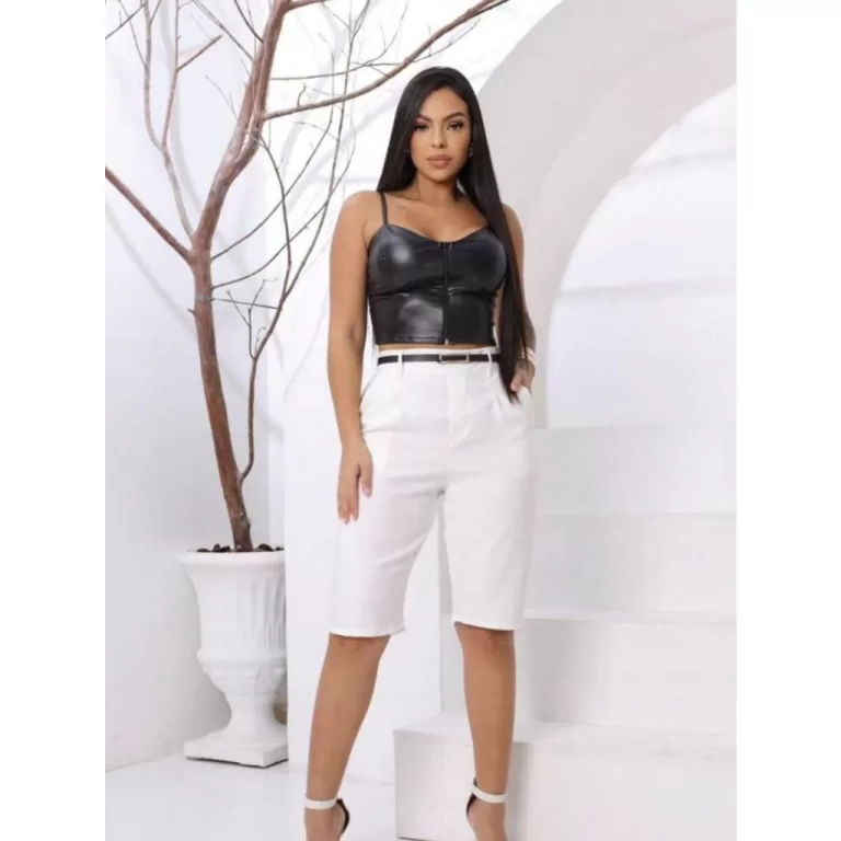 Bermuda Alfaiataria Com Cinto Moda Verão
