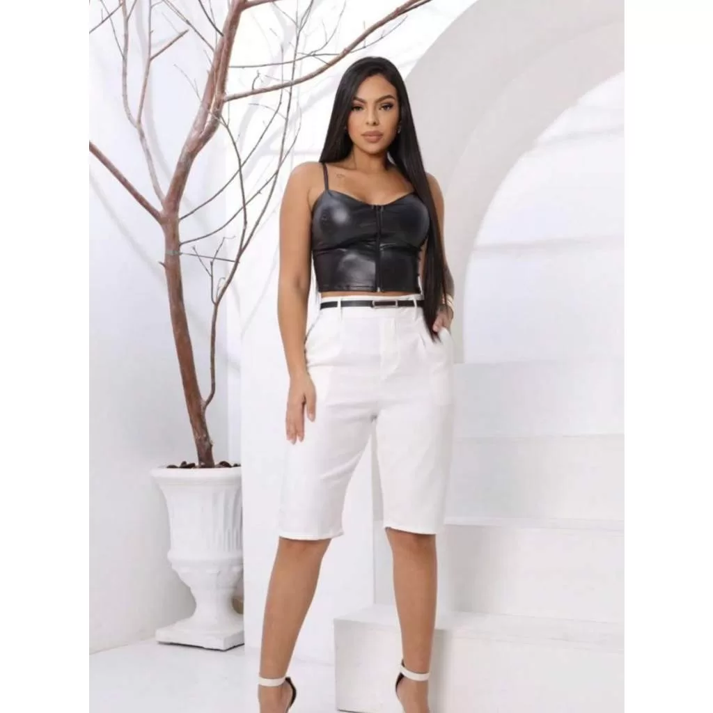 Bermuda Alfaiataria Com Cinto Moda Verão