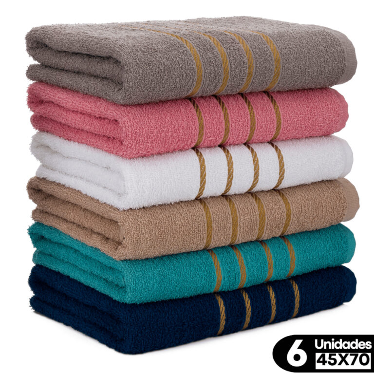 Kit 6 Toalhas de Rosto Dourado Macia Cristal Toalh