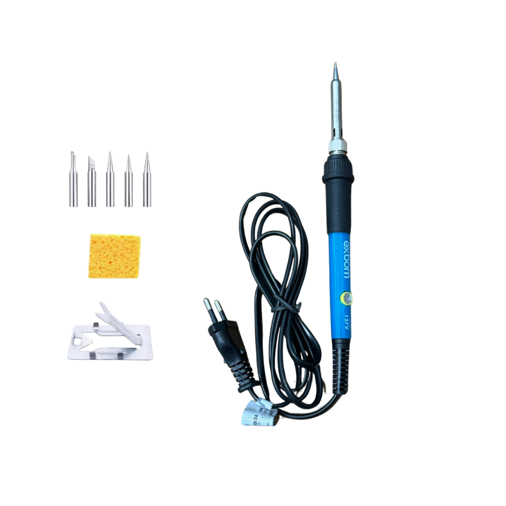 Ferro De Solda Ajustável 60W Com Regulagem De Temperatura + 5 Pontas E Suporte