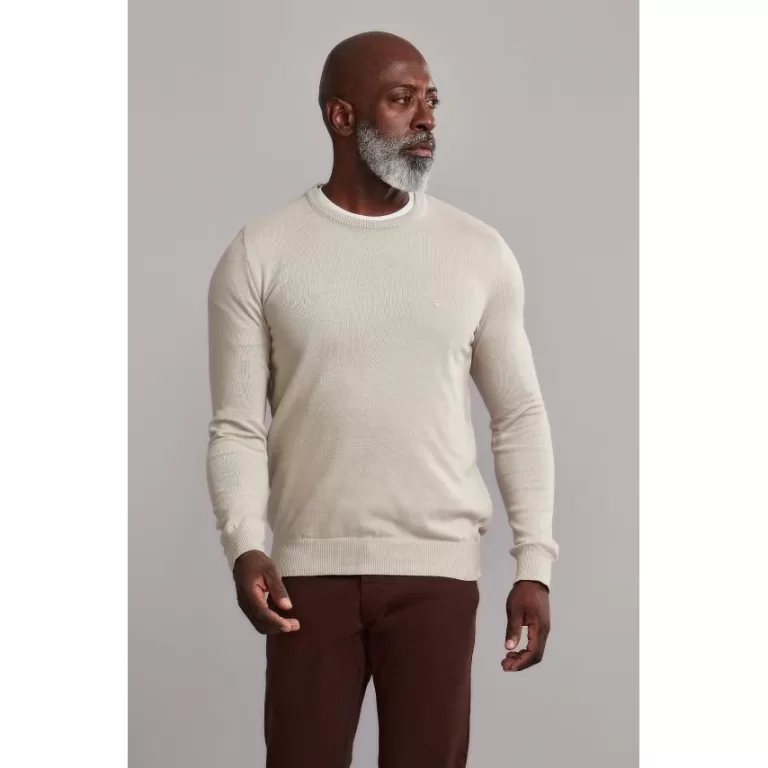 Tricot Básico Gola Careca – Bege Areia