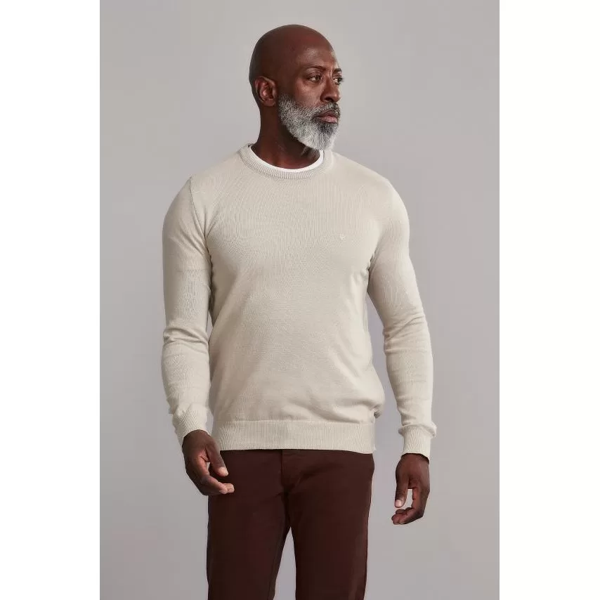 Tricot Básico Gola Careca – Bege Areia