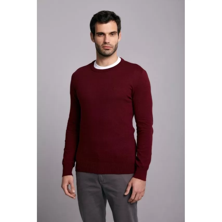 Tricot Básico Gola Careca – Vinho