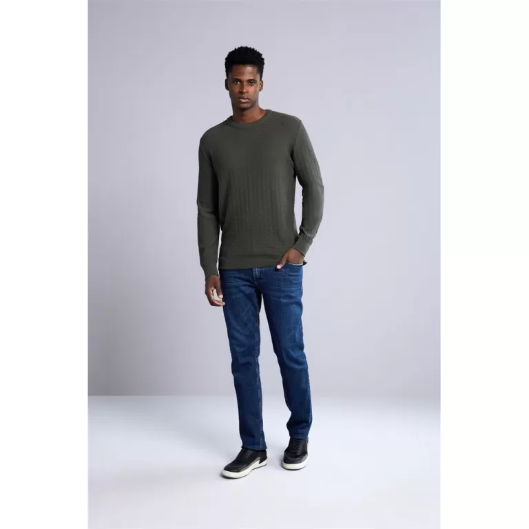 Tricot Gola Careca Jacquard – Verde Escuro