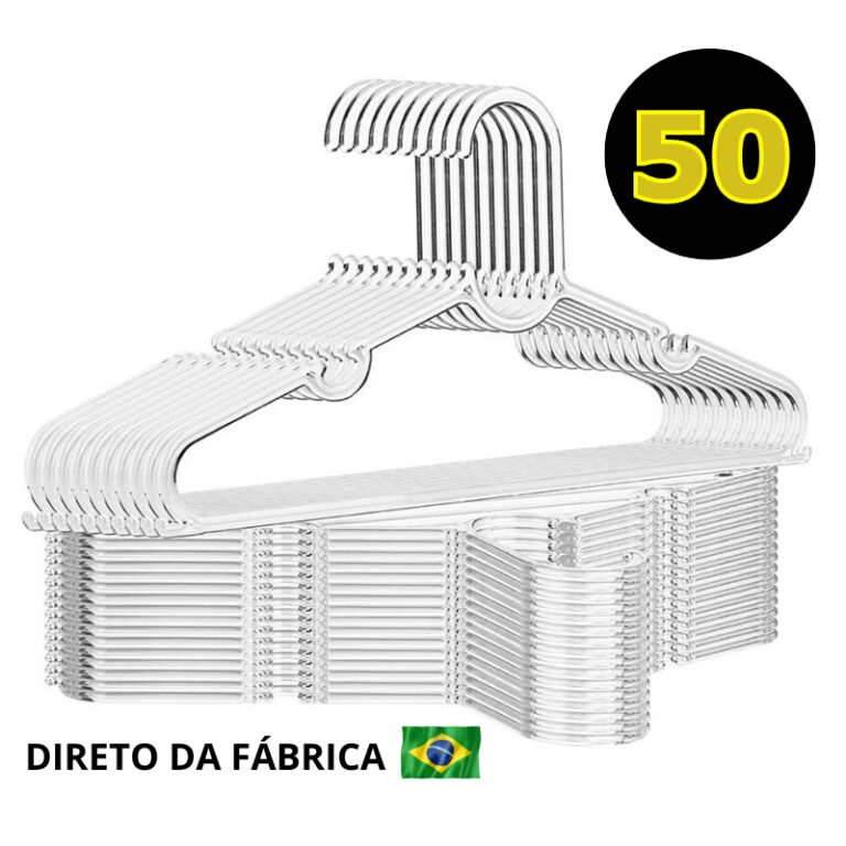 Kit Cabide INFANTIL Acrílico 50 Cabides Transpare