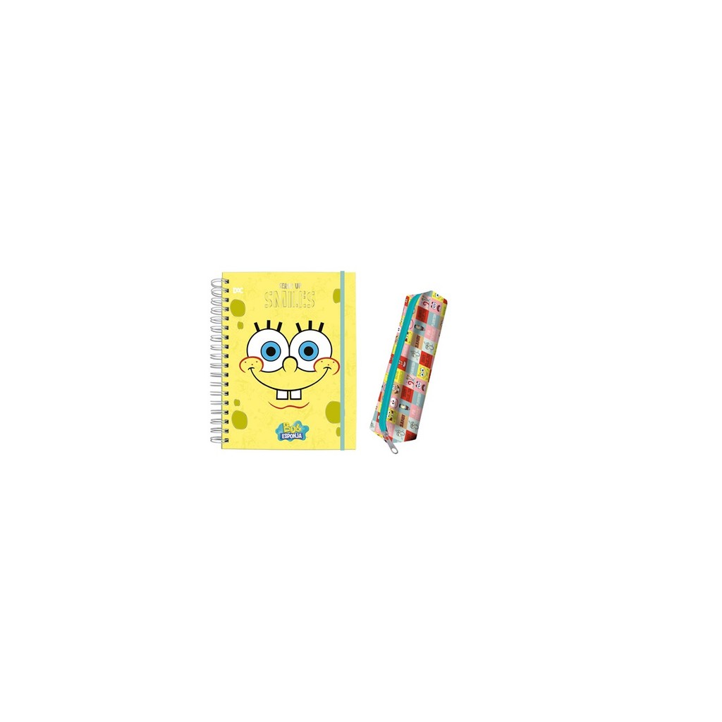Kit Bob Esponja Caderno Smart Univ. e Estojo Pequeno – Dac