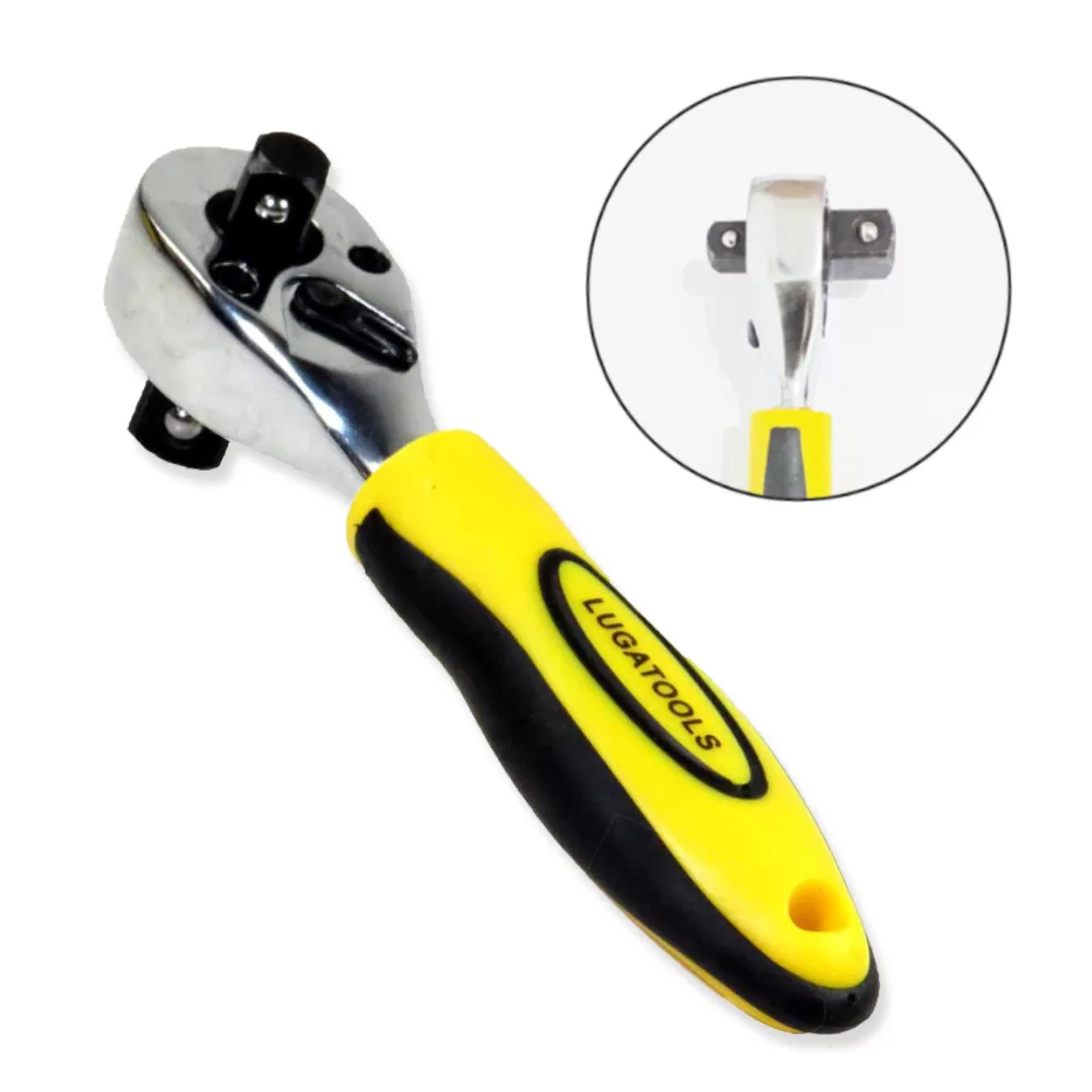 Chave Catraca Encaixe 1/2, 3/8 Cabo Emborrachado Lugatools