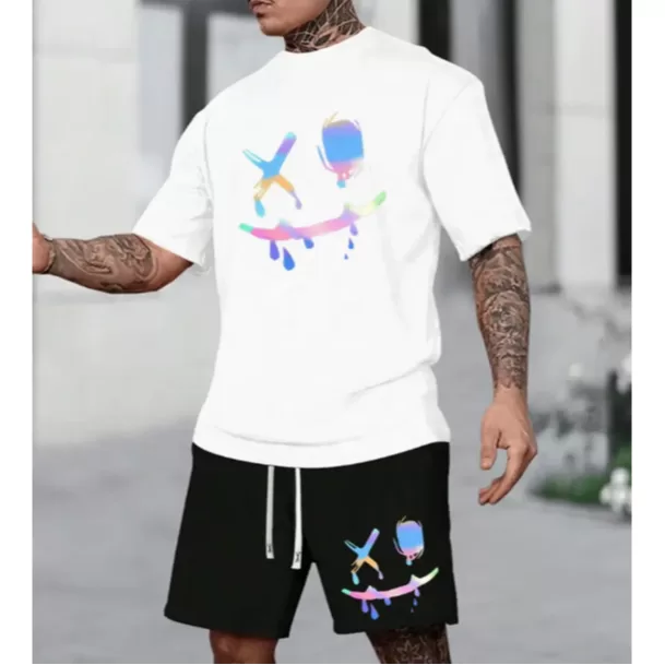 Conjunto Camiseta e Bermuda Moletom Estampado Sorr