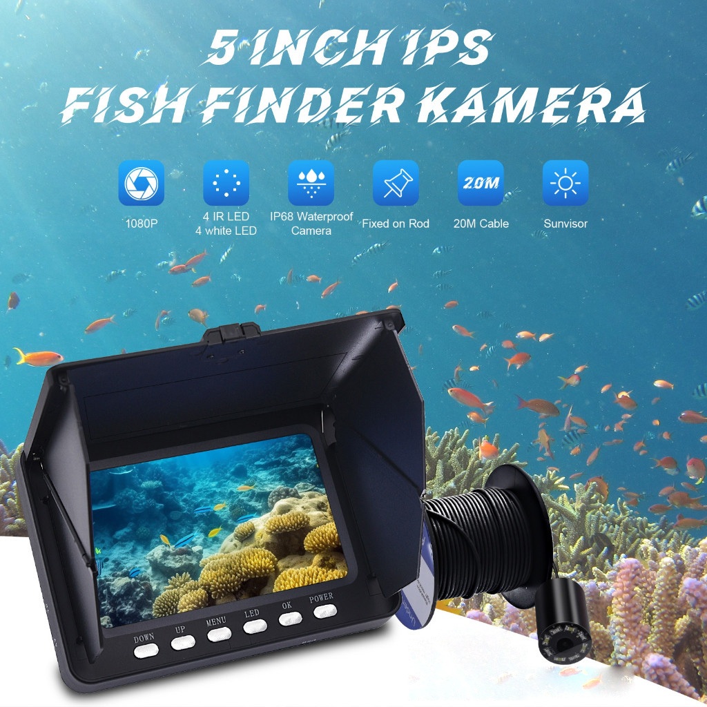 Localizador De Peixes LCD 4.3 Polegadas 20m Display Subaquático 220 ° Câmera De Pesca À Prova Dágua