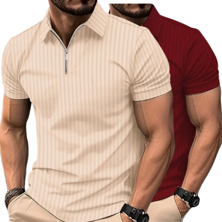 Kit 2 camisas Camiseta Polo Manga Curta Com Ziper 