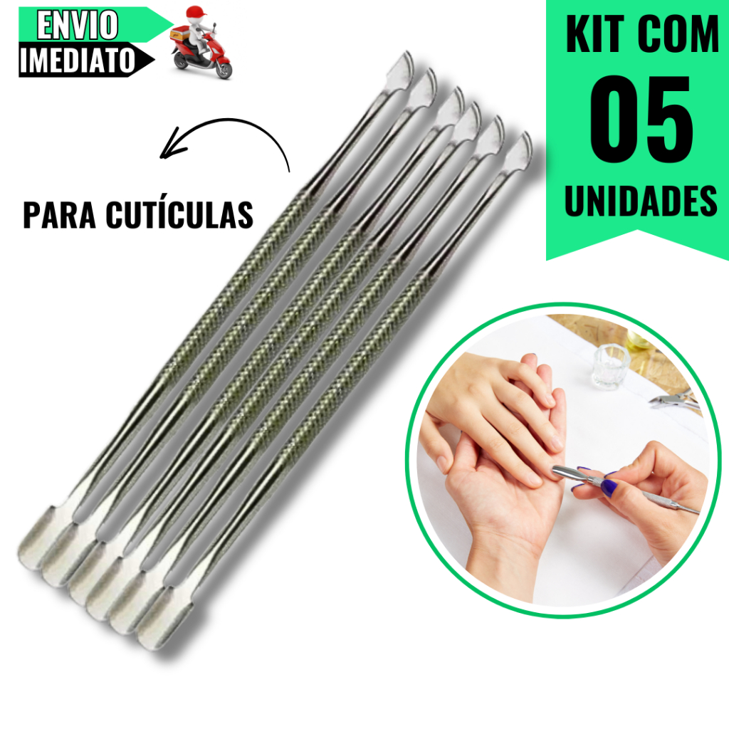 Kit 5 Extratores de Cutícula 12,4 cm  Precisão e Durabilidade Para Cuidados Profissionais e Doméstic