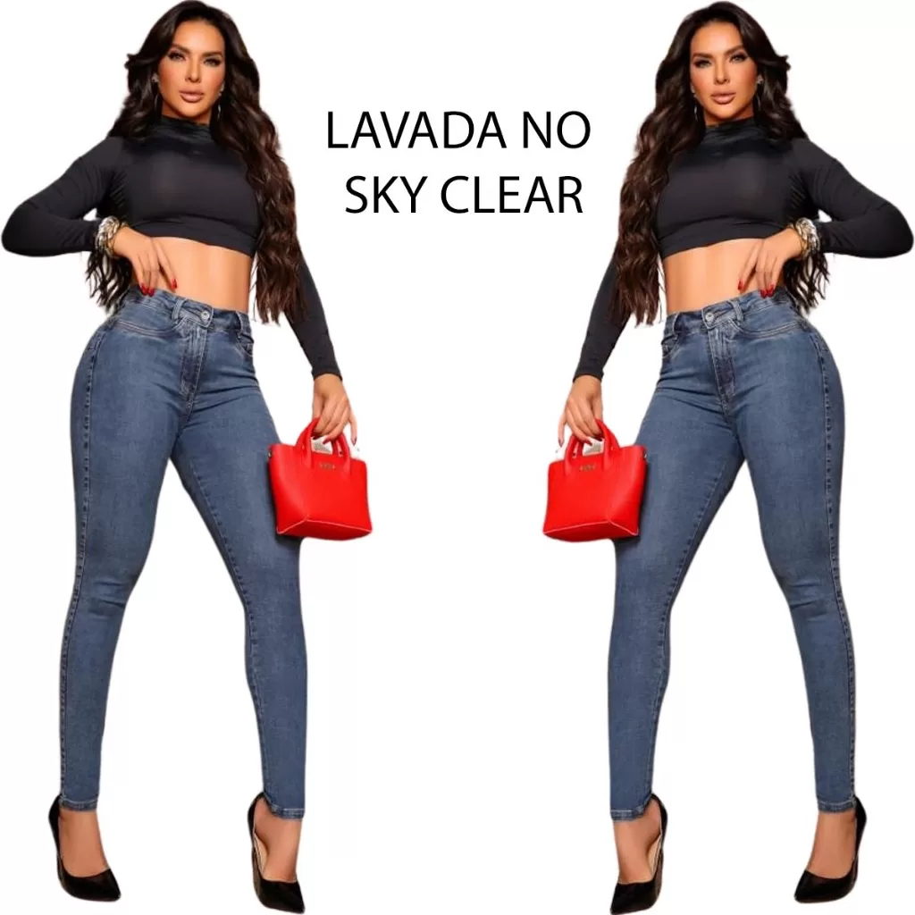 Calça jeans tradicional com pence feminina Skiny  Tradicional levanta Bumbum
