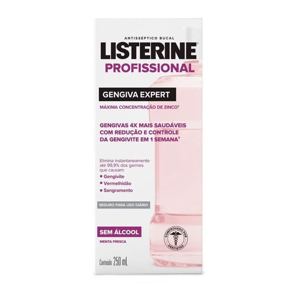 Antisséptico Bucal Listerine Profissional Gengiva Expert Menta Fresca Zero Álcool 250ml