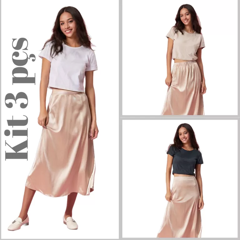 Kit 3 Tops Segunda Pele Cropped Manga Longa  Confo
