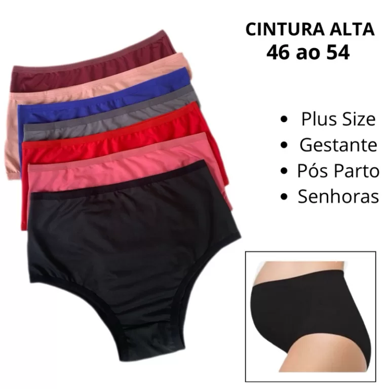 Calcinha Gestante Hot Pants Pos Parto Cintura Alta