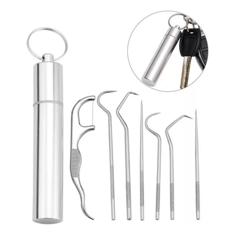 Fio Dental Aço  Inoxidável  Kit Palito De Dente 