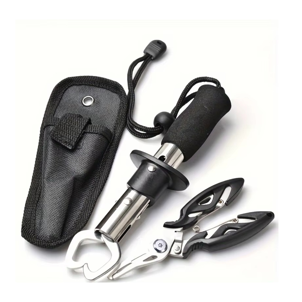 Kit 3 Peças Alicate de Pesca Multifuncional  Inclui Pegador de Peixe e Ferramentas Completas