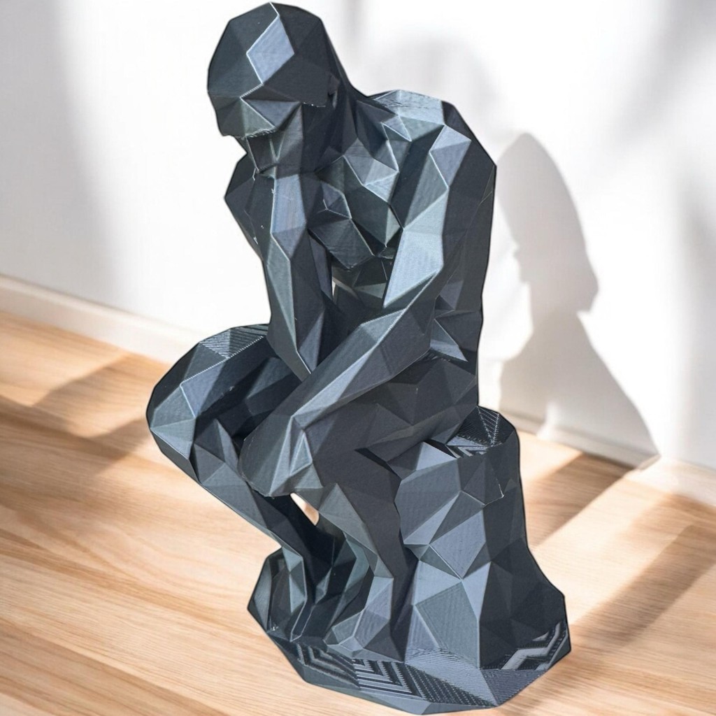 Escultura O Pensador 3D Decorativa Moderna Geométrica Premium Estátua Luxo Para Escritório Home Offi