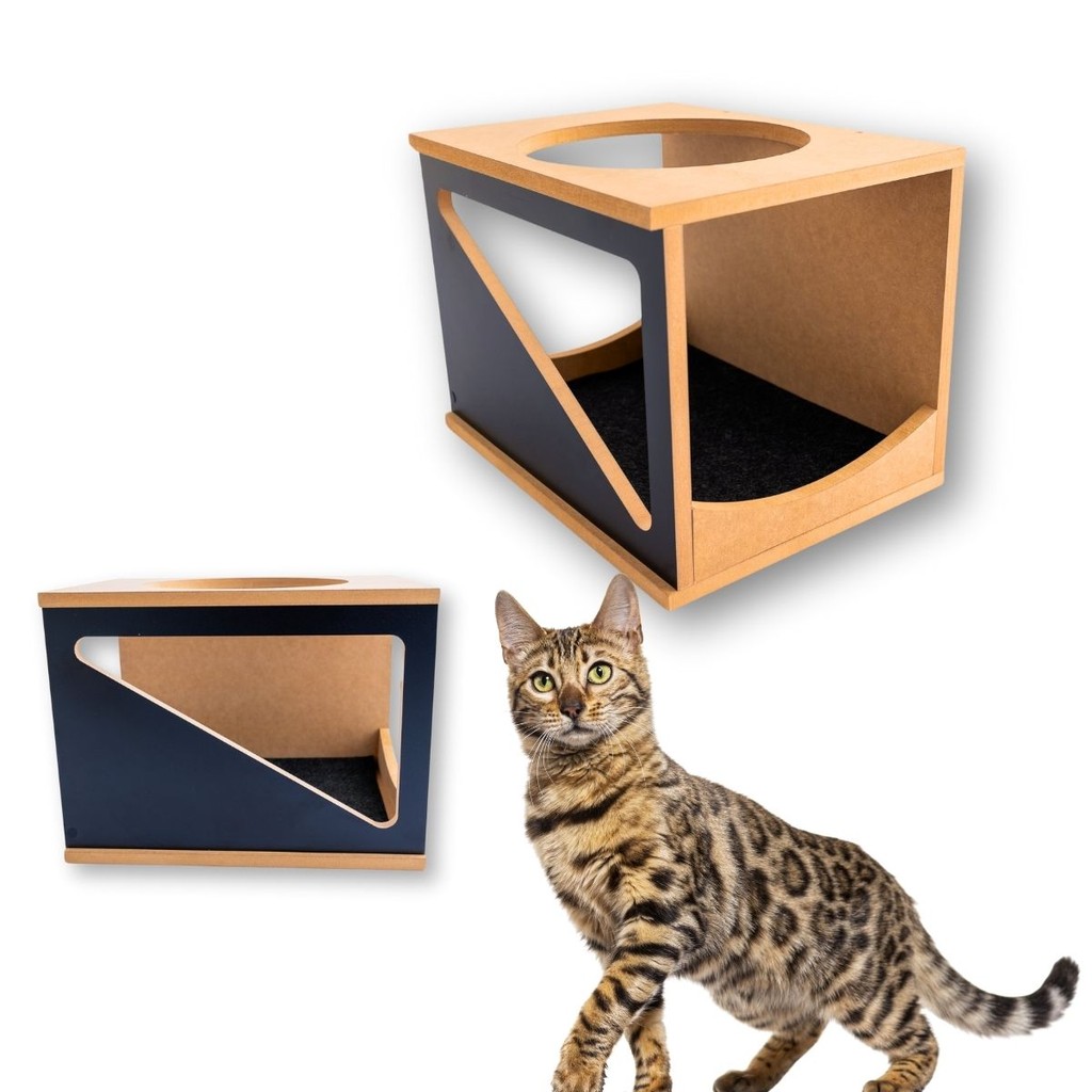 Nicho Para Gato REFORÇADO MDF 15MM Com Carpete Antiderrapante Casinha de Gato Suspensa Hipotenusa